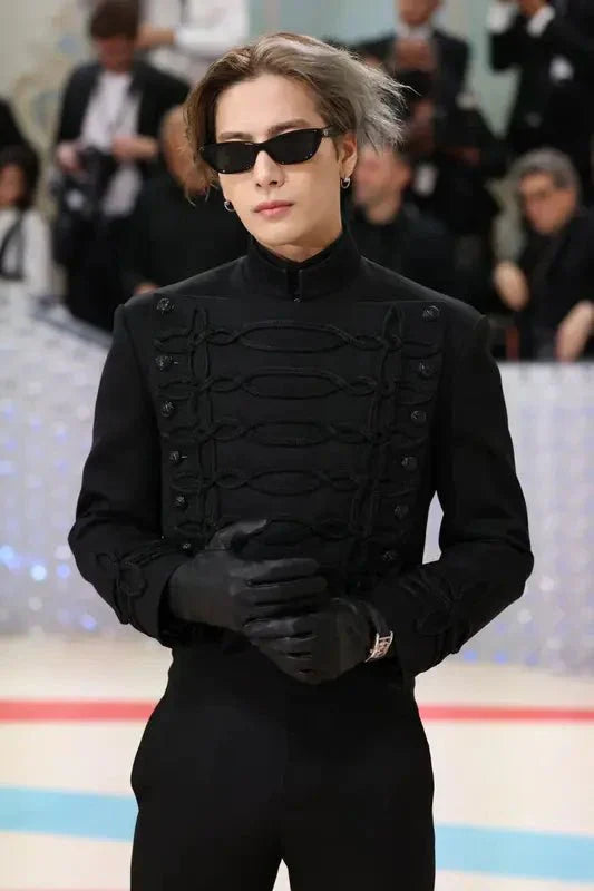 Jackson Wang wearing a military-inspired ensemble at the 2023 Met Gala