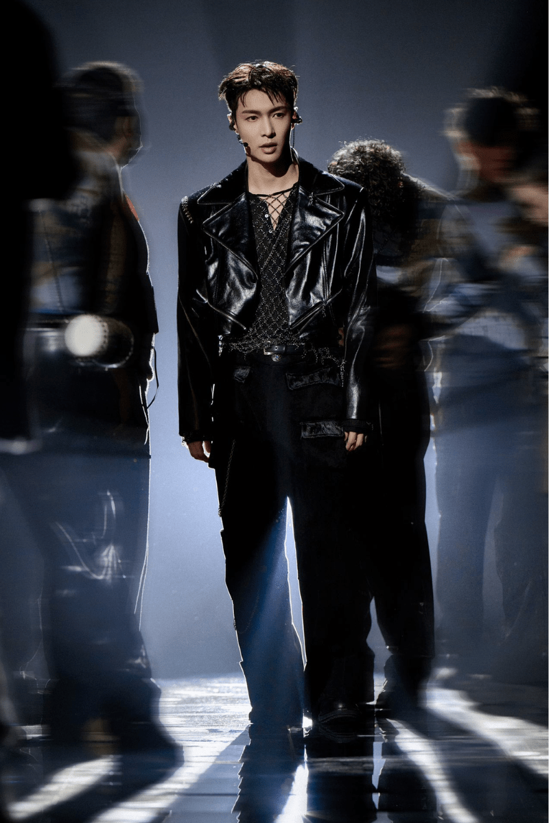 Chinese singer, dancer, and actor Lay Zhang, also known as Zhang Yixing in an all-black ensemble