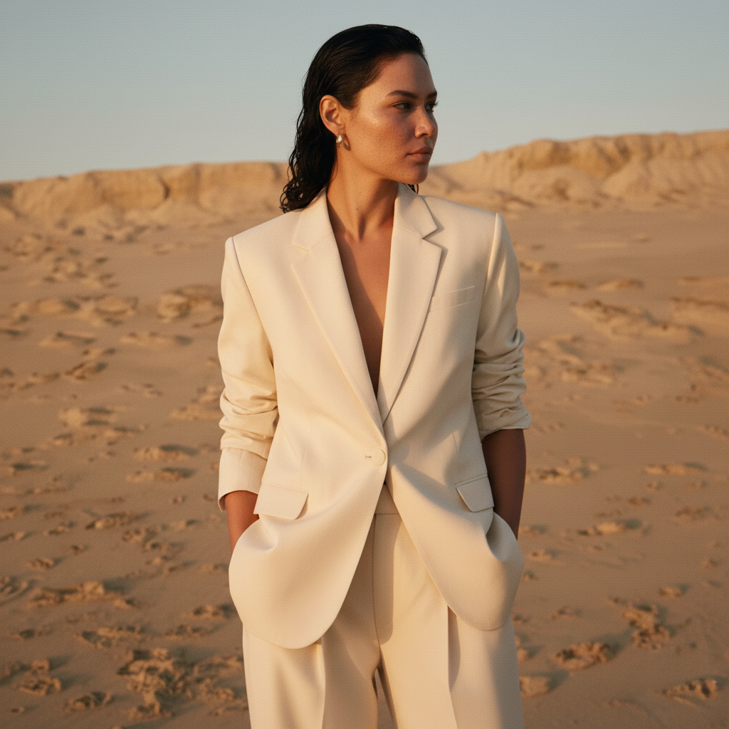 woman in white suit