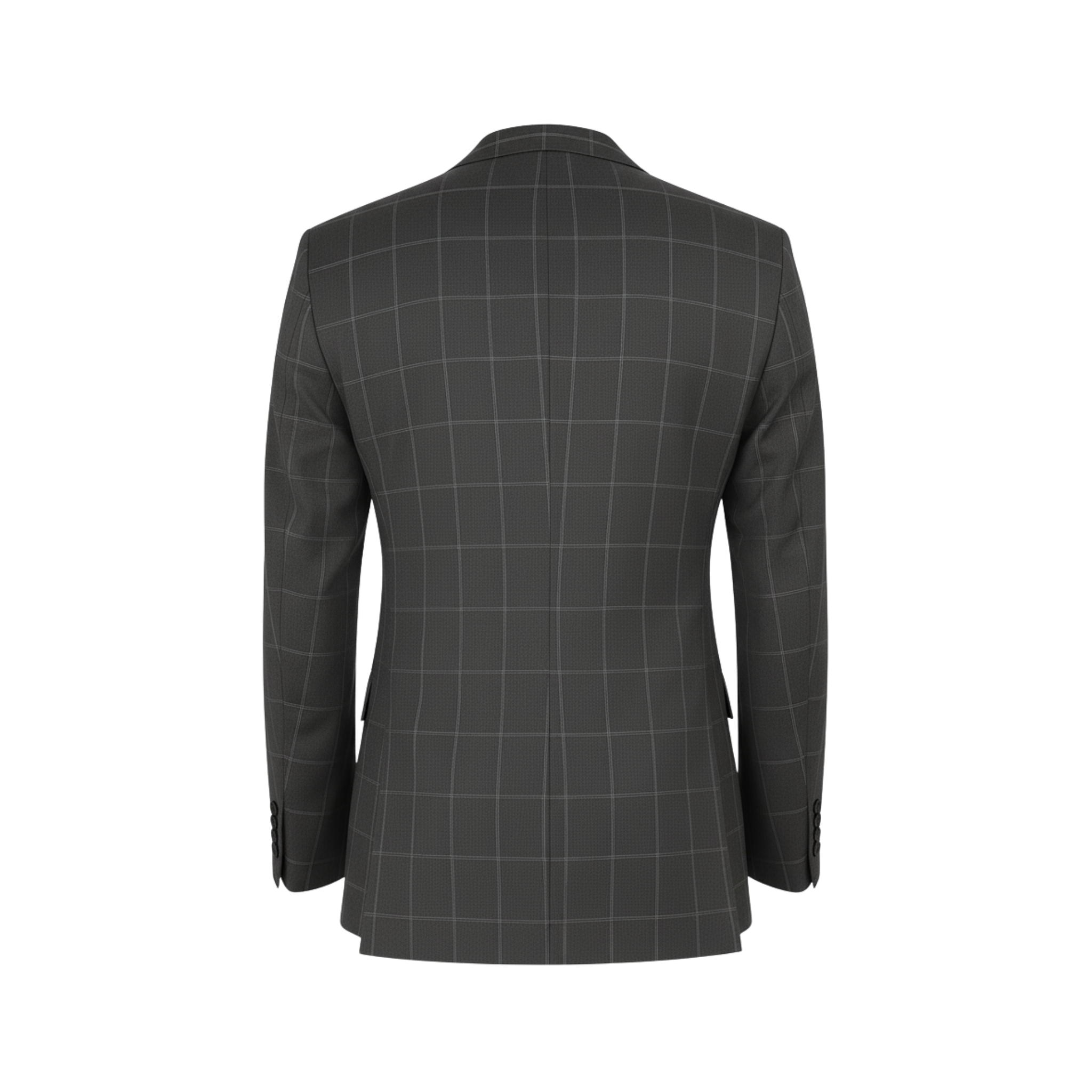 Grey & Blue Plaid Two-Button Tailored Jacket with Skull Lining