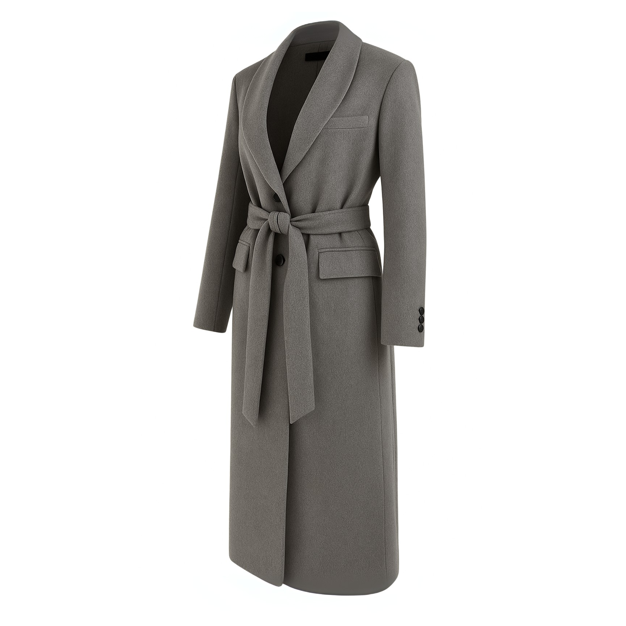 SAMPLE SALE | Loro Piana Grey Cashmere Overcoat With Belt