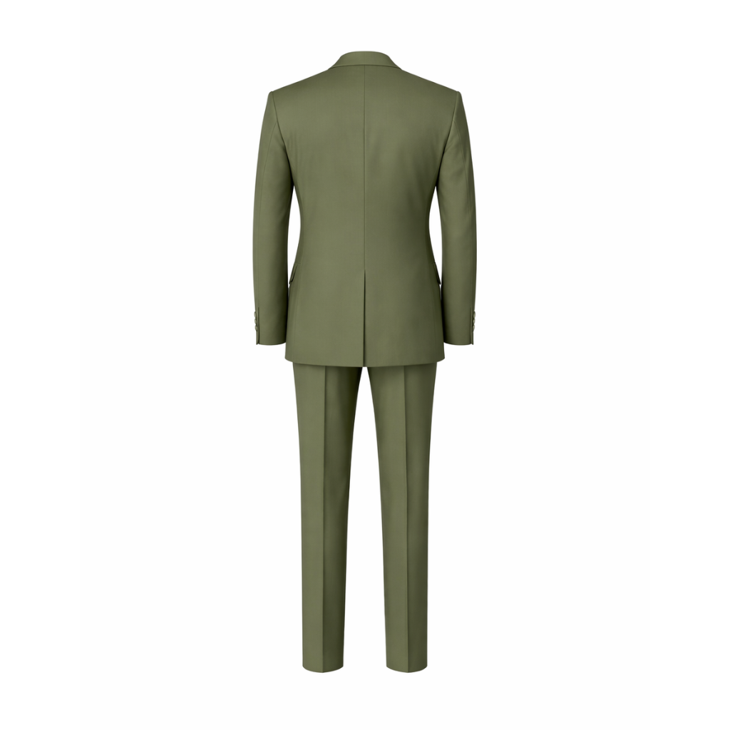 Dark Green Double-Breasted Tailored 2-Piece Wedding Suit