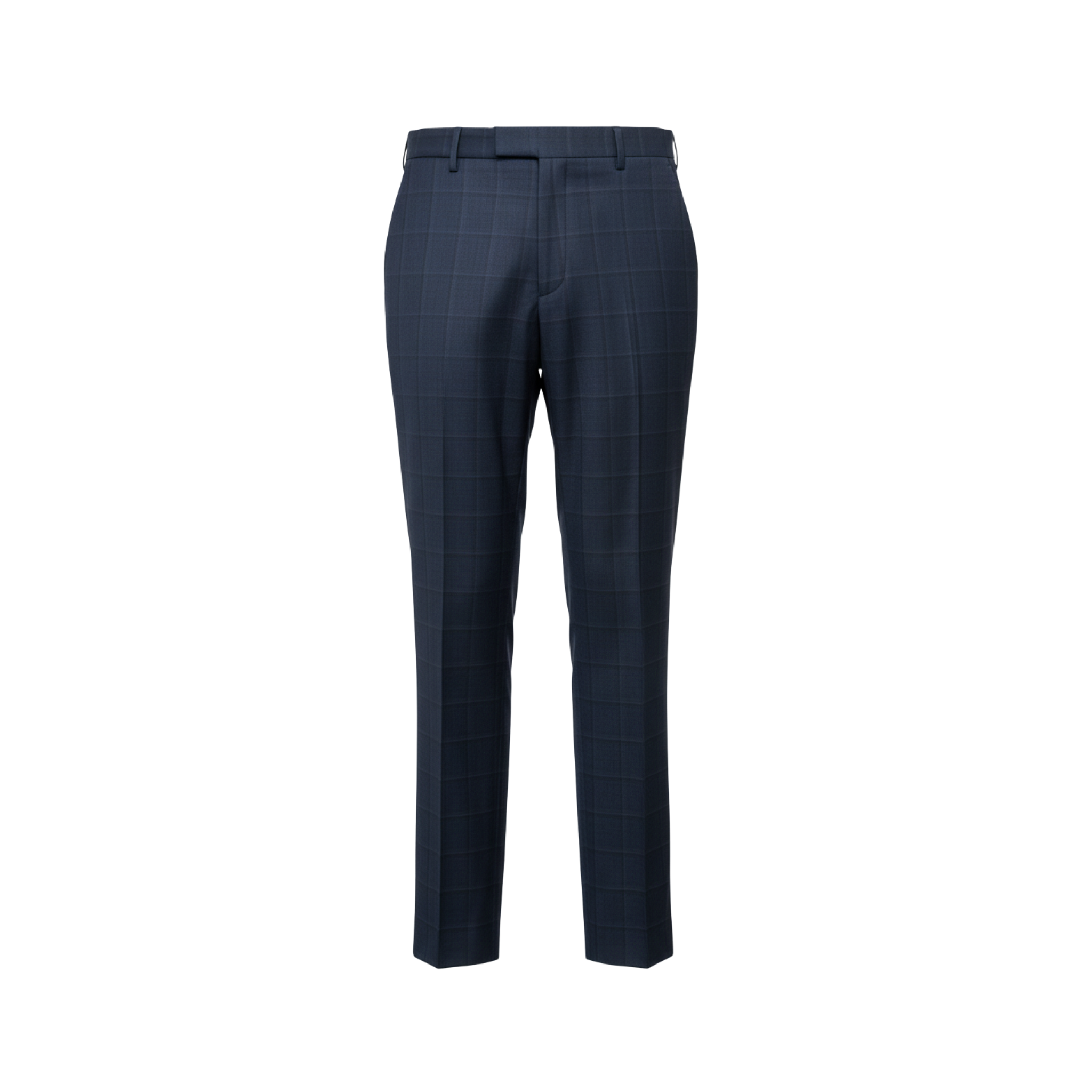 Navy Tonal Plaid Cropped Suit Trousers