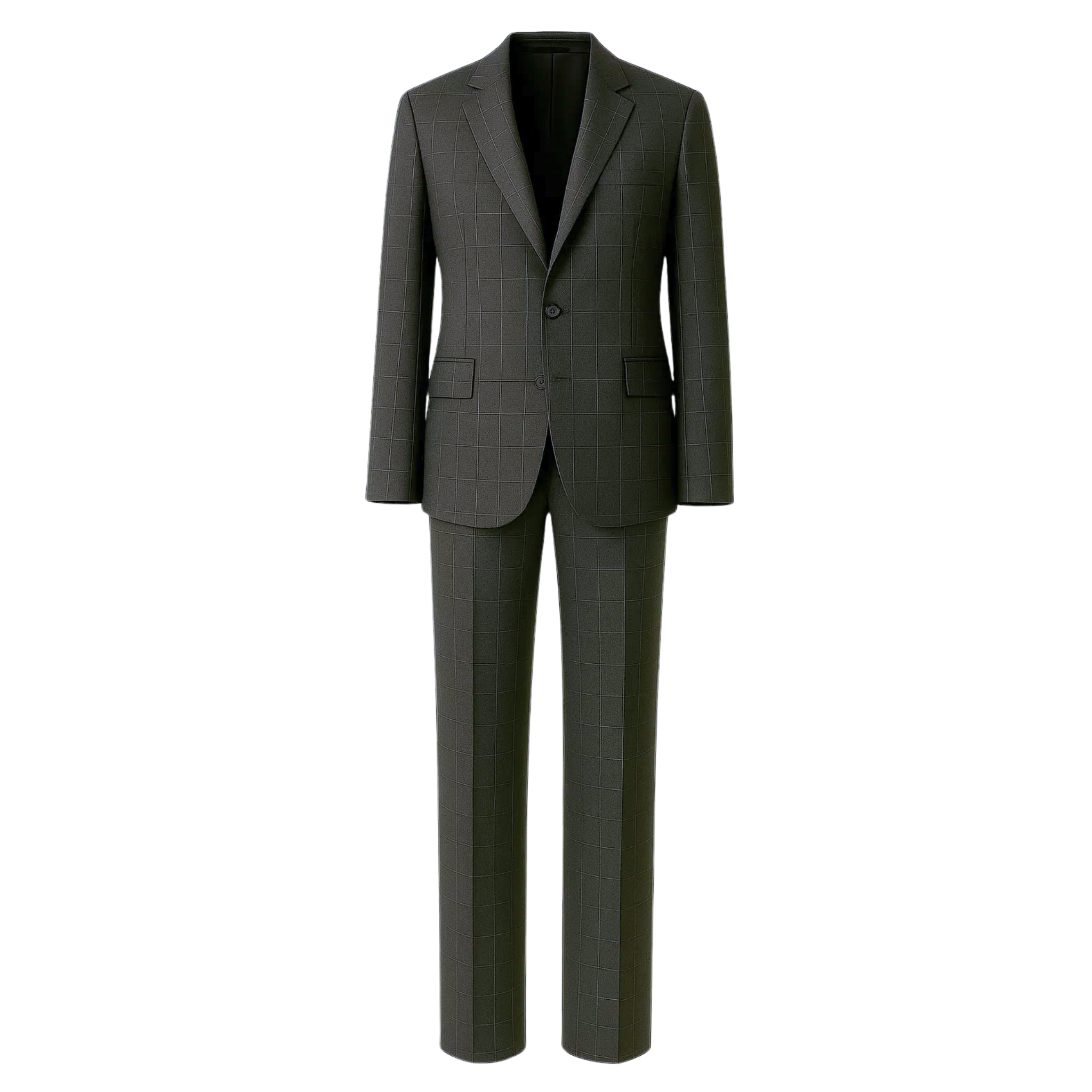 Men's Charcoal Gray Windowpane Check Suit Set