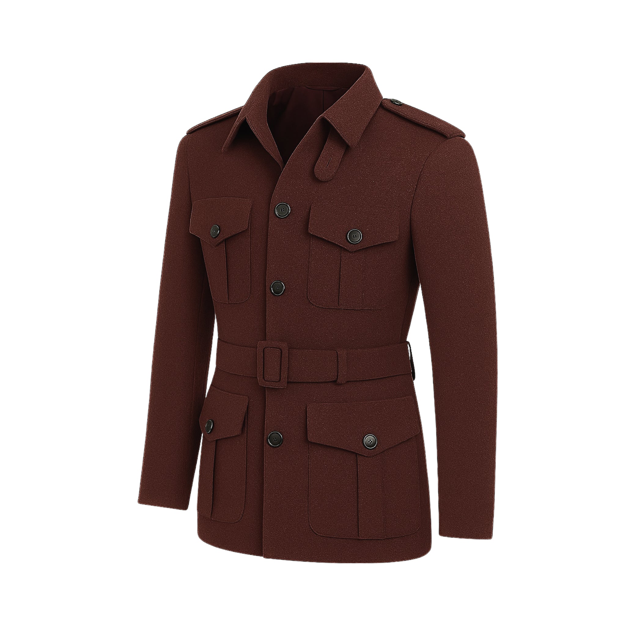 The Fuoco Rusted Gold Jacket | Custom Wool Belted Field Coat