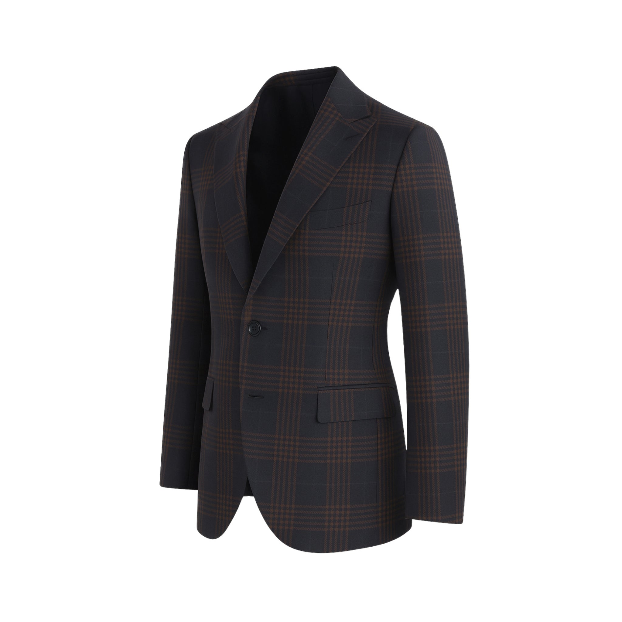 Navy Brown Blazer | Peak Lapel Half-Canvas | Modern Fit