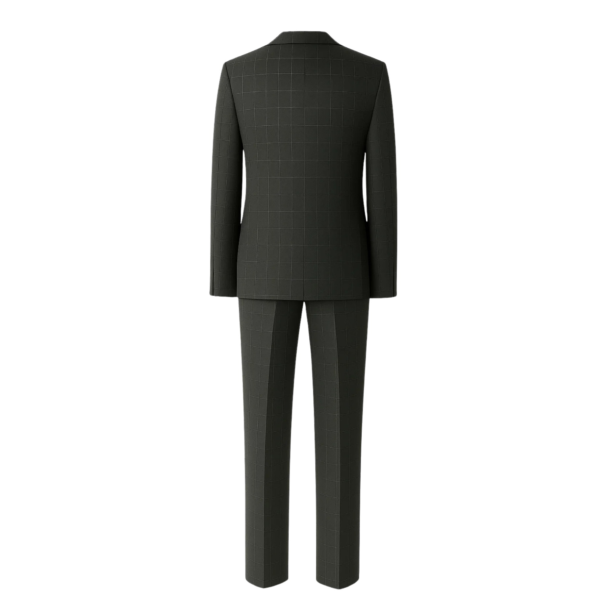 Men's Charcoal Gray Windowpane Check Suit Set