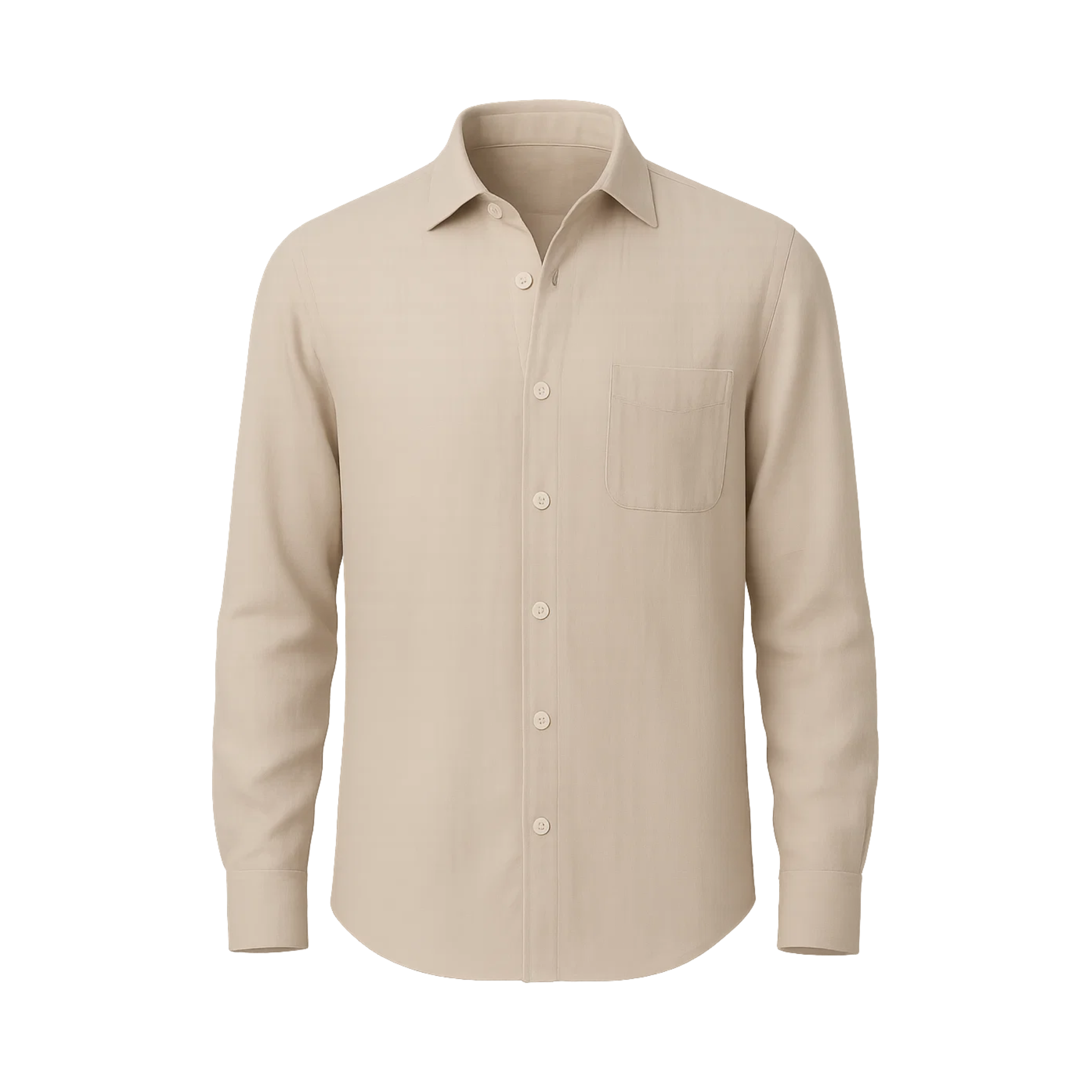 Men's Beige Unconstructed Casual Shirt