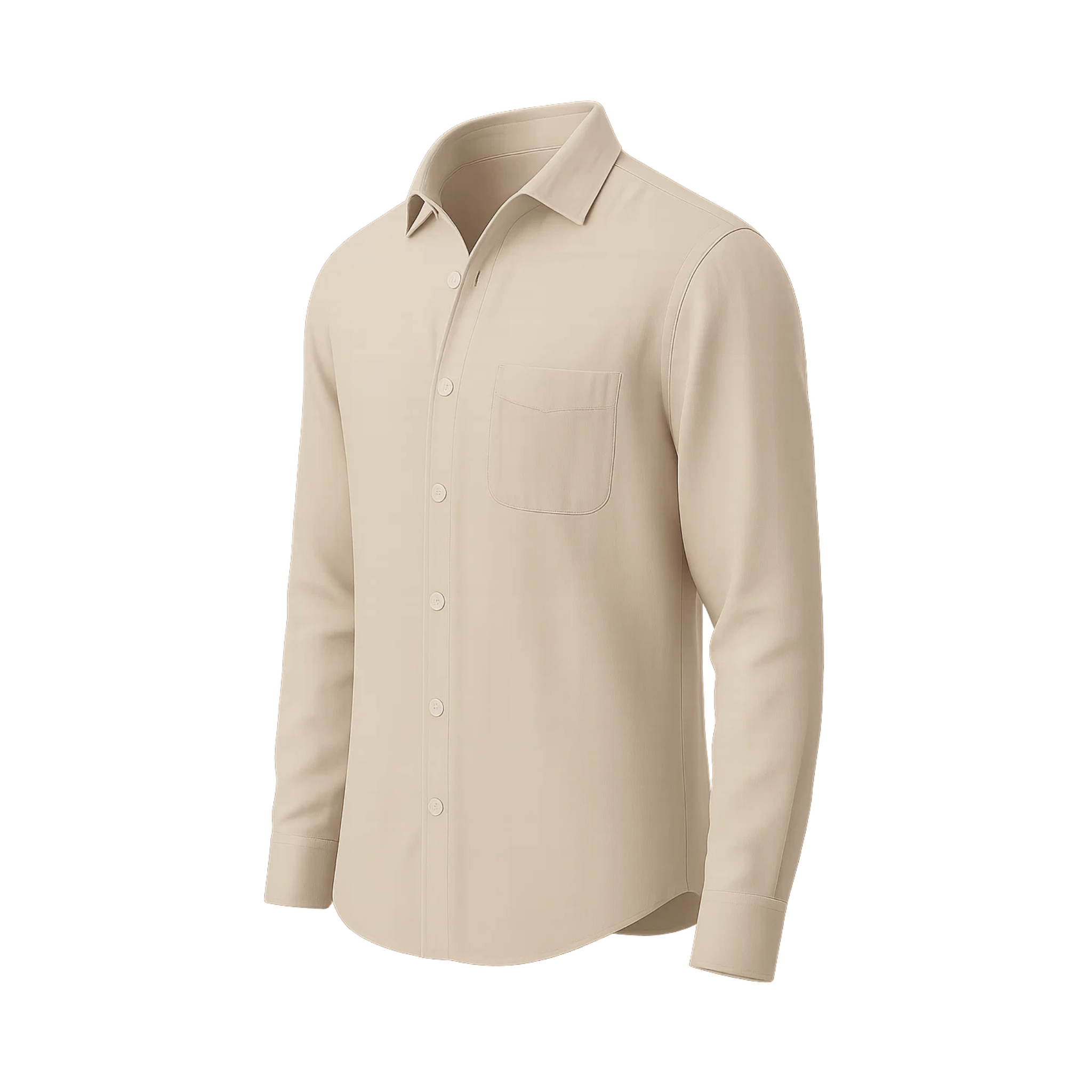 Men's Beige Unconstructed Casual Shirt