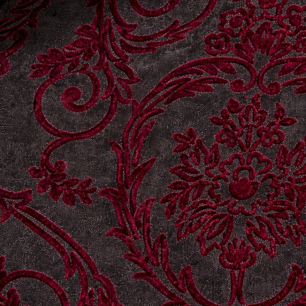 Burgundy Baroque Velvet Graphic Jacket