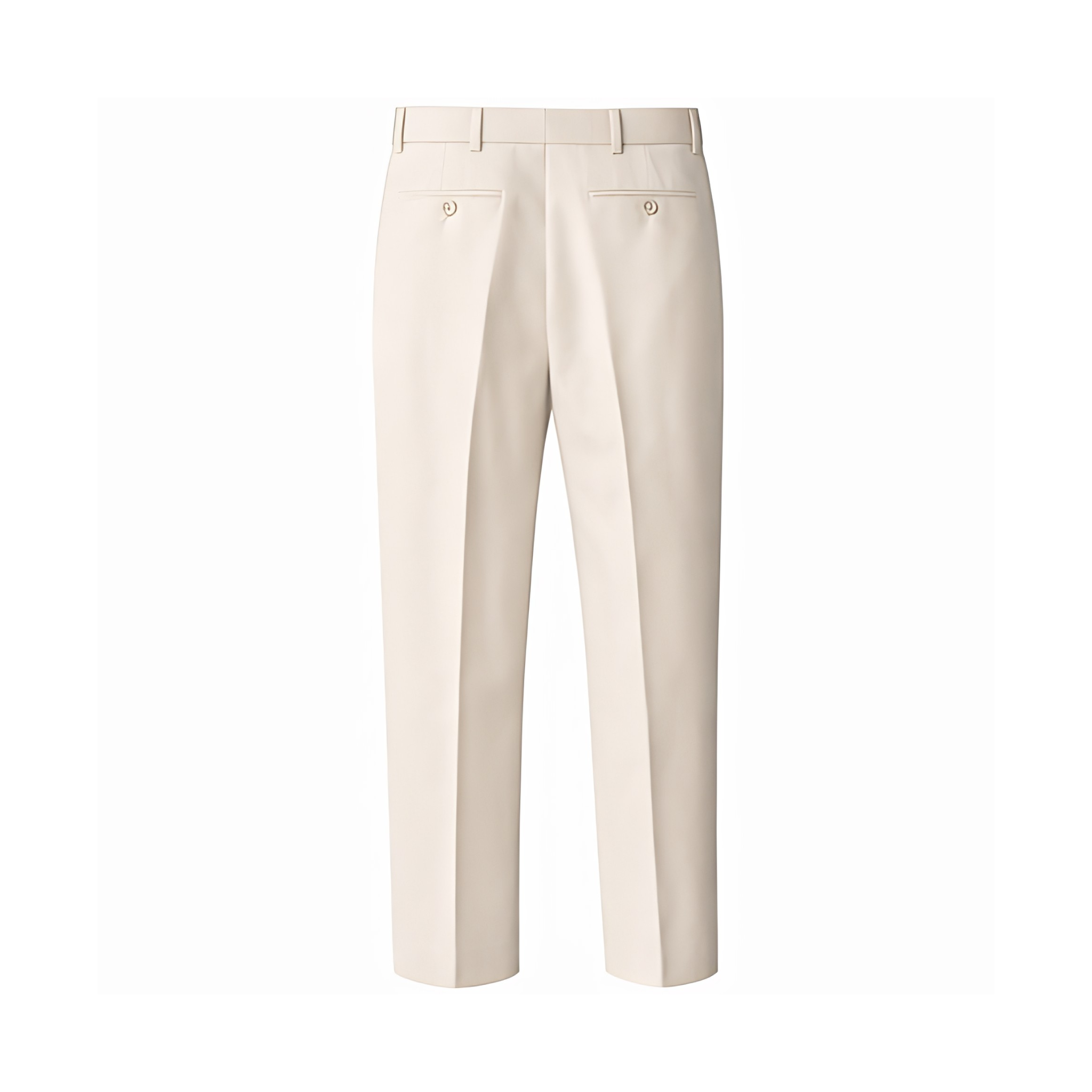 Women's Wearhouse | Oversized Cream Suit Pant in a refined cream fabric, featuring a relaxed fit with belt loops, buttoned back welt pockets, and a crisp tailored straight-leg silhouette.
