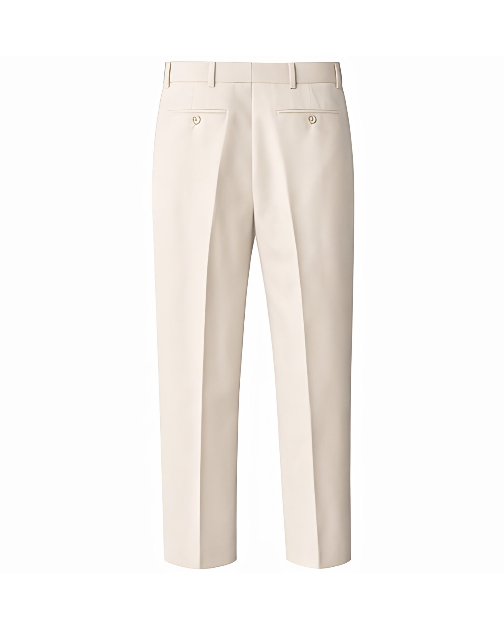 Women's Wearhouse | Oversized Cream Suit Pant in a refined cream fabric, featuring a relaxed fit with belt loops, buttoned back welt pockets, and a crisp tailored straight-leg silhouette.