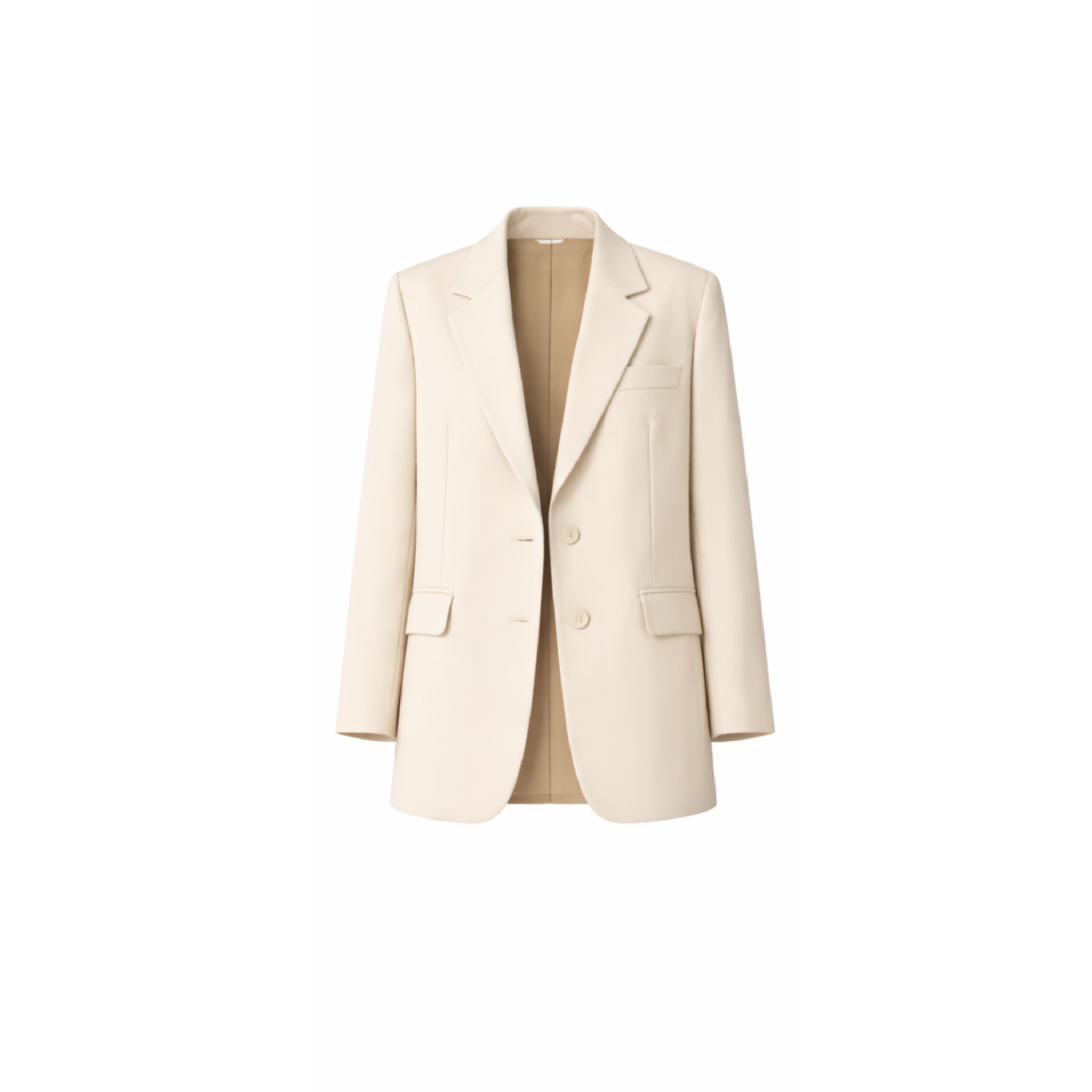 Women's Wearhouse | Women's Oversized Cream Suit Jacket in a soft cream tone, featuring a relaxed fit with notch lapels, two-button closure, and flap pockets for sophisticated tailoring.