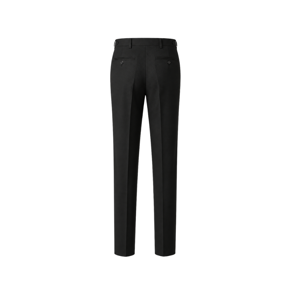 Black Loro Piana evening trousers back view