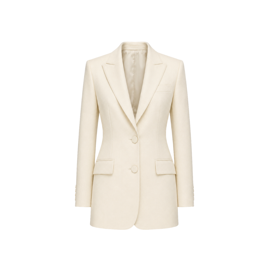 Ivory Loro Piana women's city hall wedding blazer front view