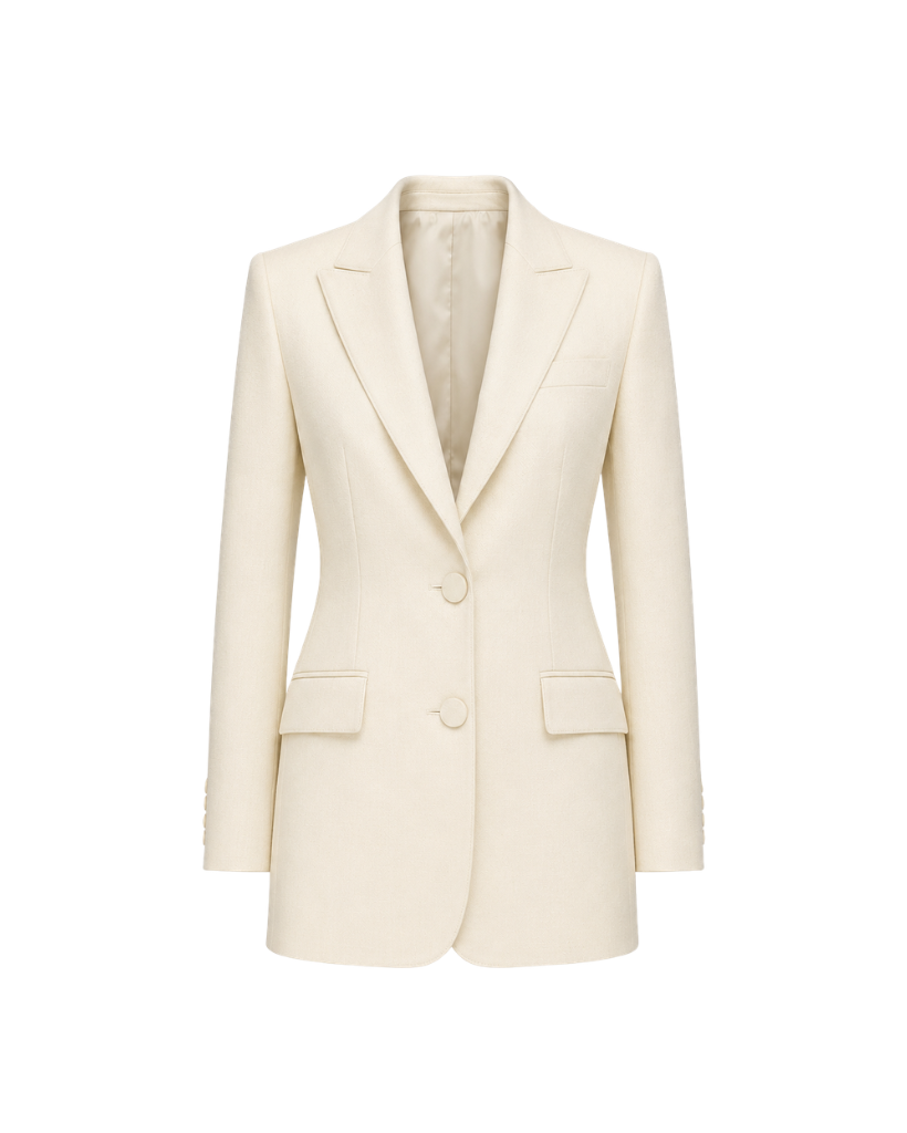 Ivory Loro Piana women's city hall wedding blazer front view