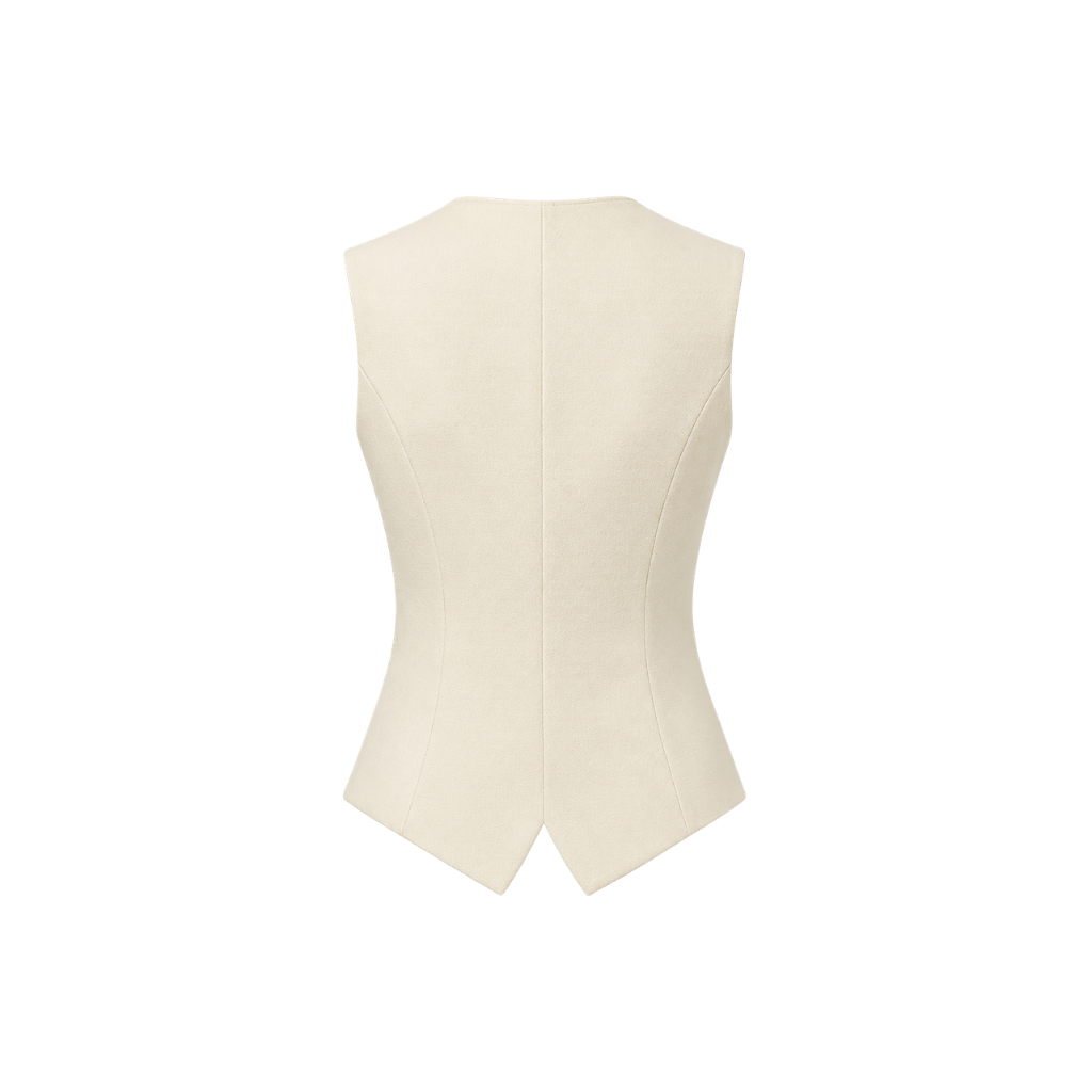 Ivory Loro Piana women's city hall wedding vest back view
