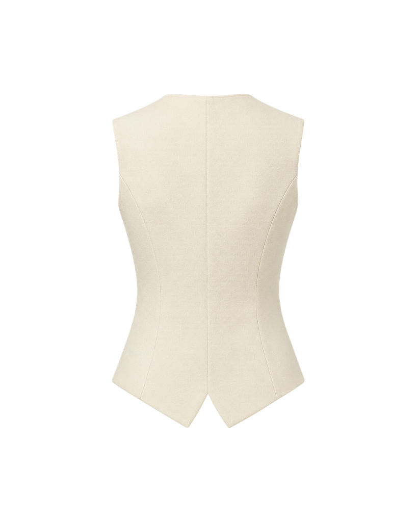 Ivory Loro Piana women's city hall wedding vest back view