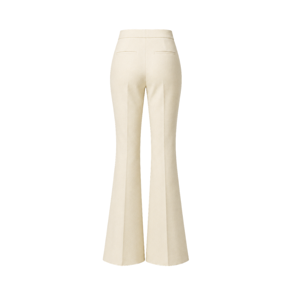 Ivory Loro Piana women's flare pants back view