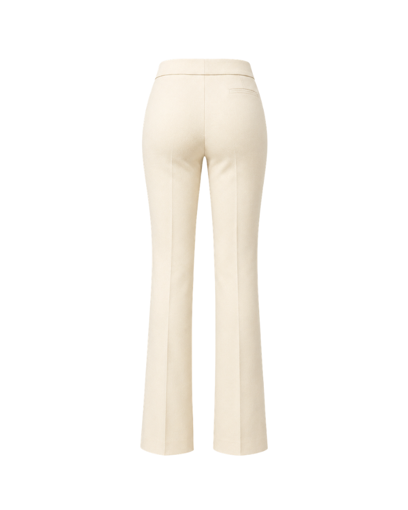 Ivory Loro Piana women's wool trousers back view