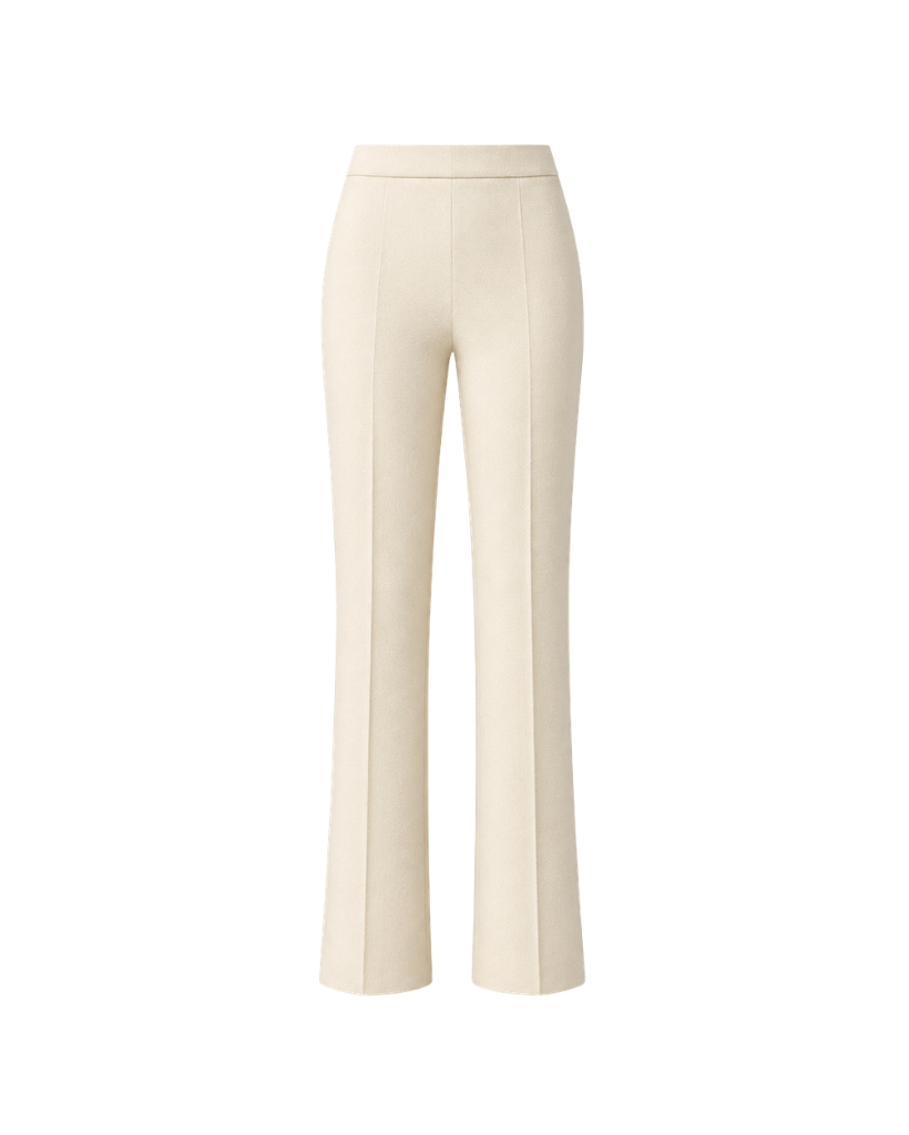 Ivory Loro Piana women's wool trousers front view