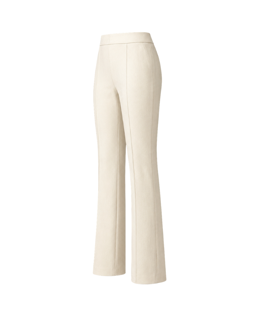Ivory Loro Piana women's wool trousers side view