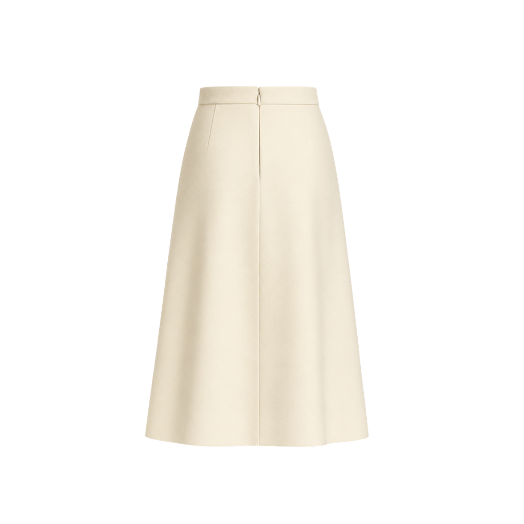 Ivory Loro Piana wool women's midi skirt back view