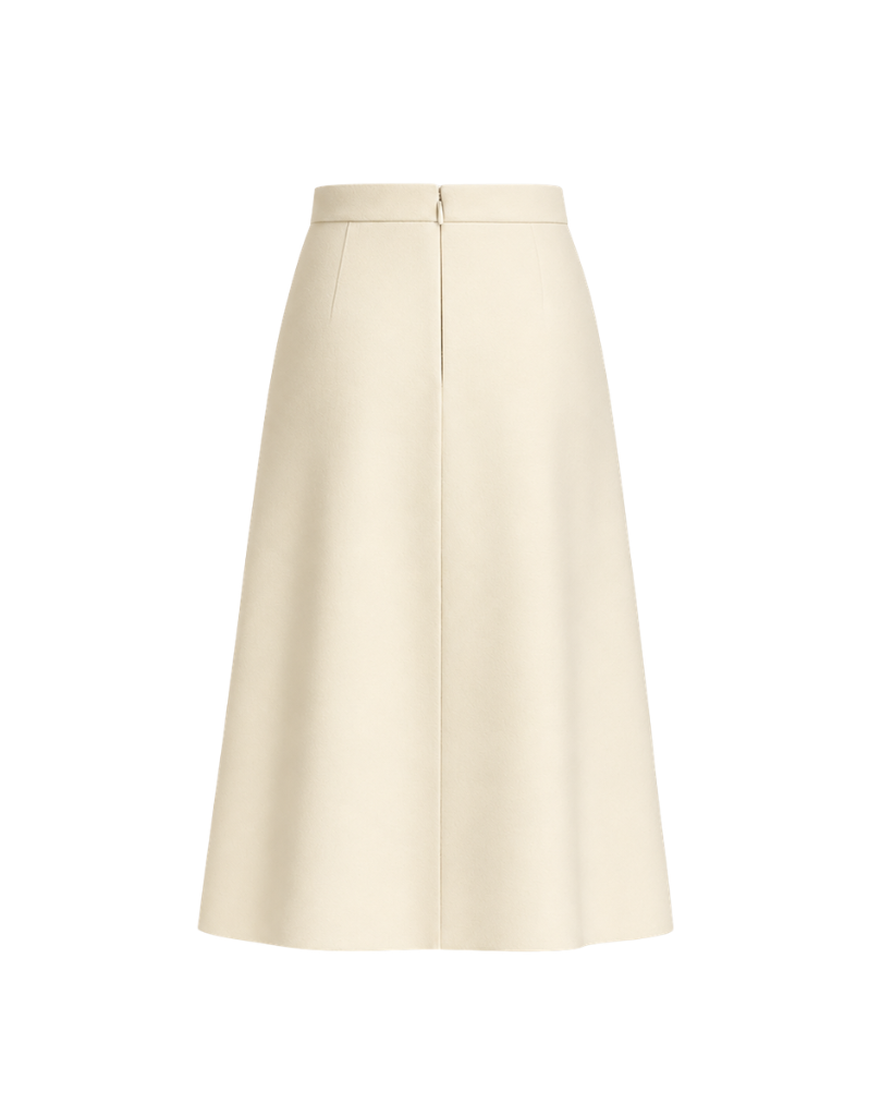 Ivory Loro Piana wool women's midi skirt back view