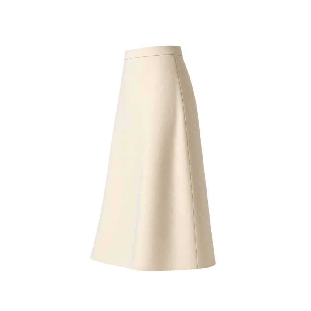 Ivory Loro Piana wool women's midi skirt side view