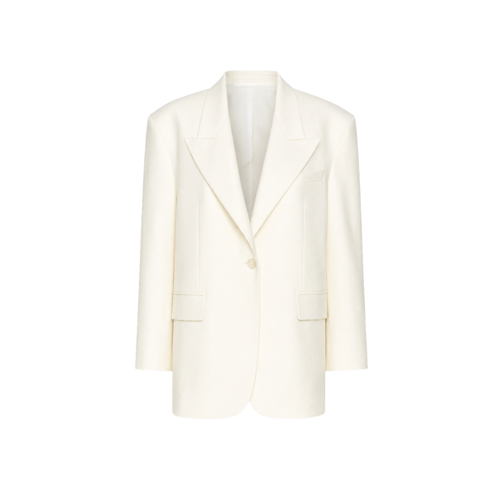 Ivory oversized Loro Piana women's city hall wedding blazer front view