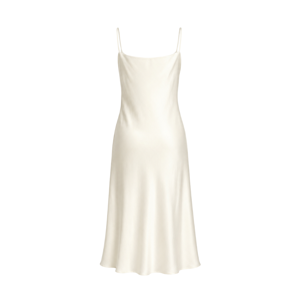 Ivory silk charmeuse women's slip dress back view