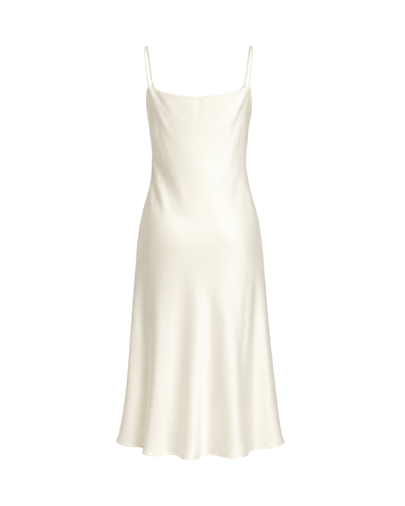 Ivory silk charmeuse women's slip dress back view