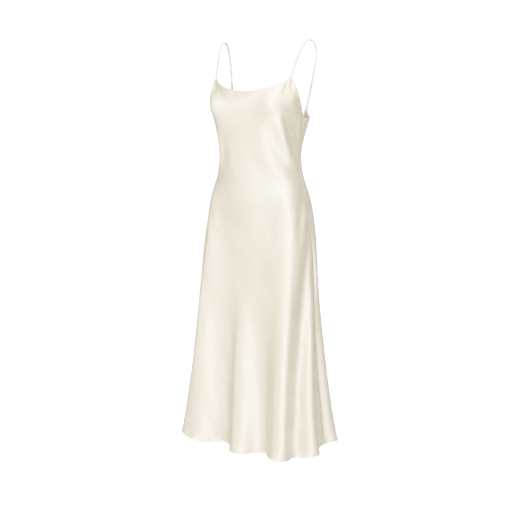 Ivory silk charmeuse women's slip dress side view