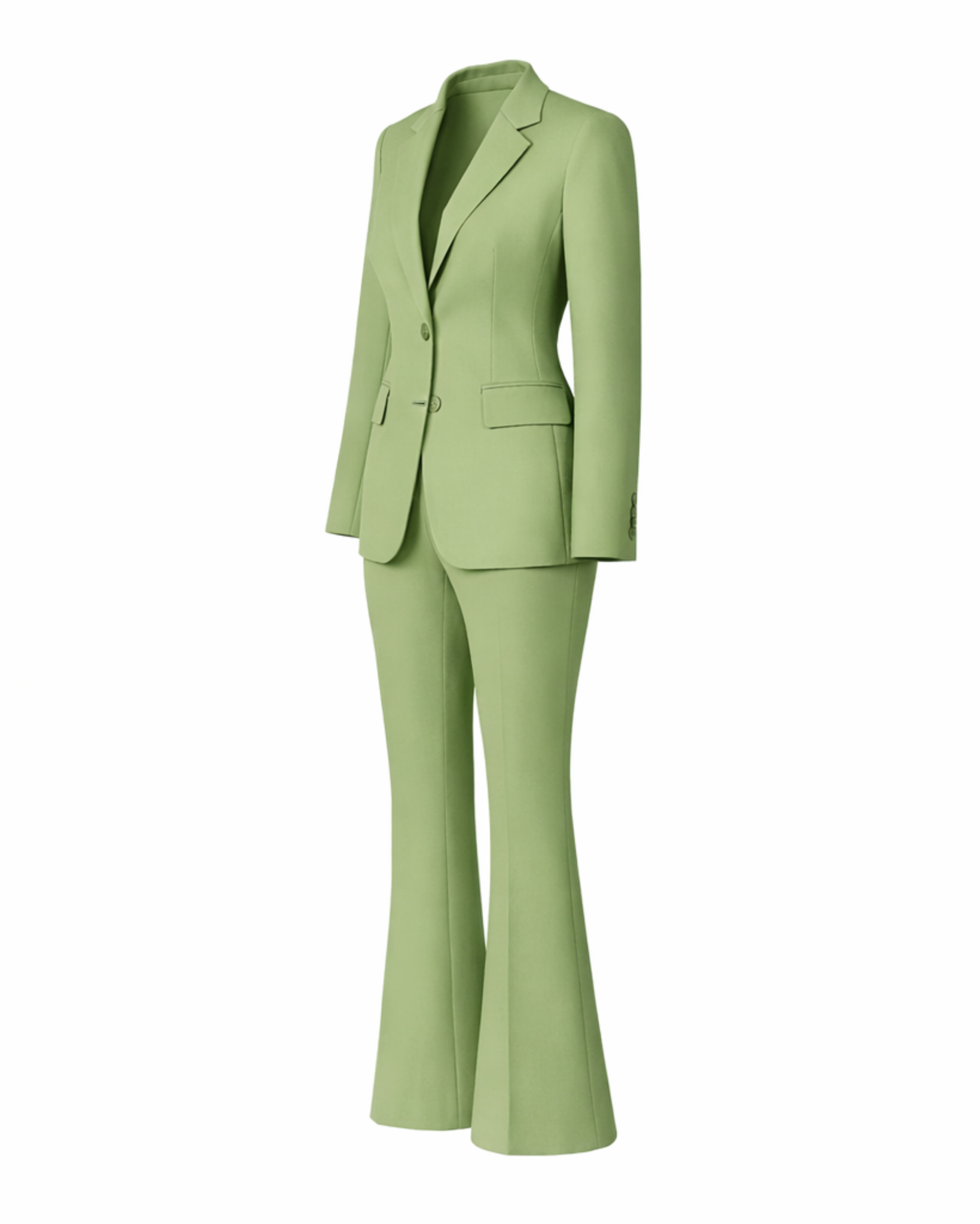 Green suit on a white background