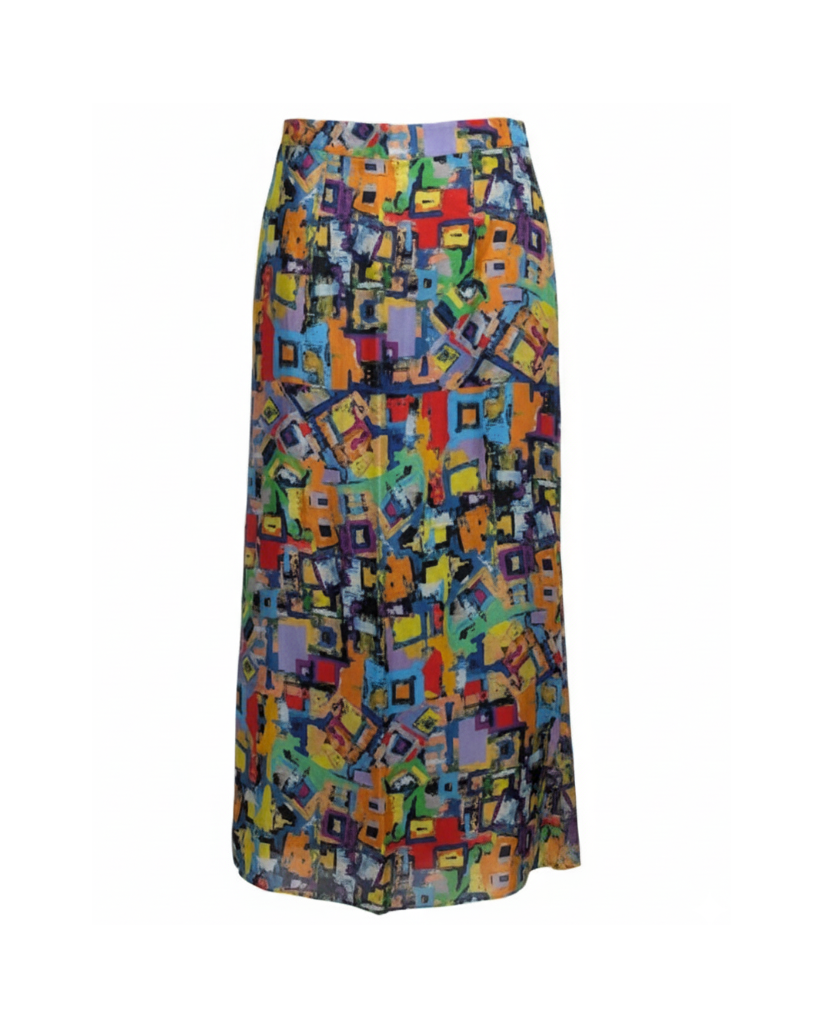 abstract_multicolor_maxi_skirt_front — Tailory multicolor abstract-print maxi skirt front view