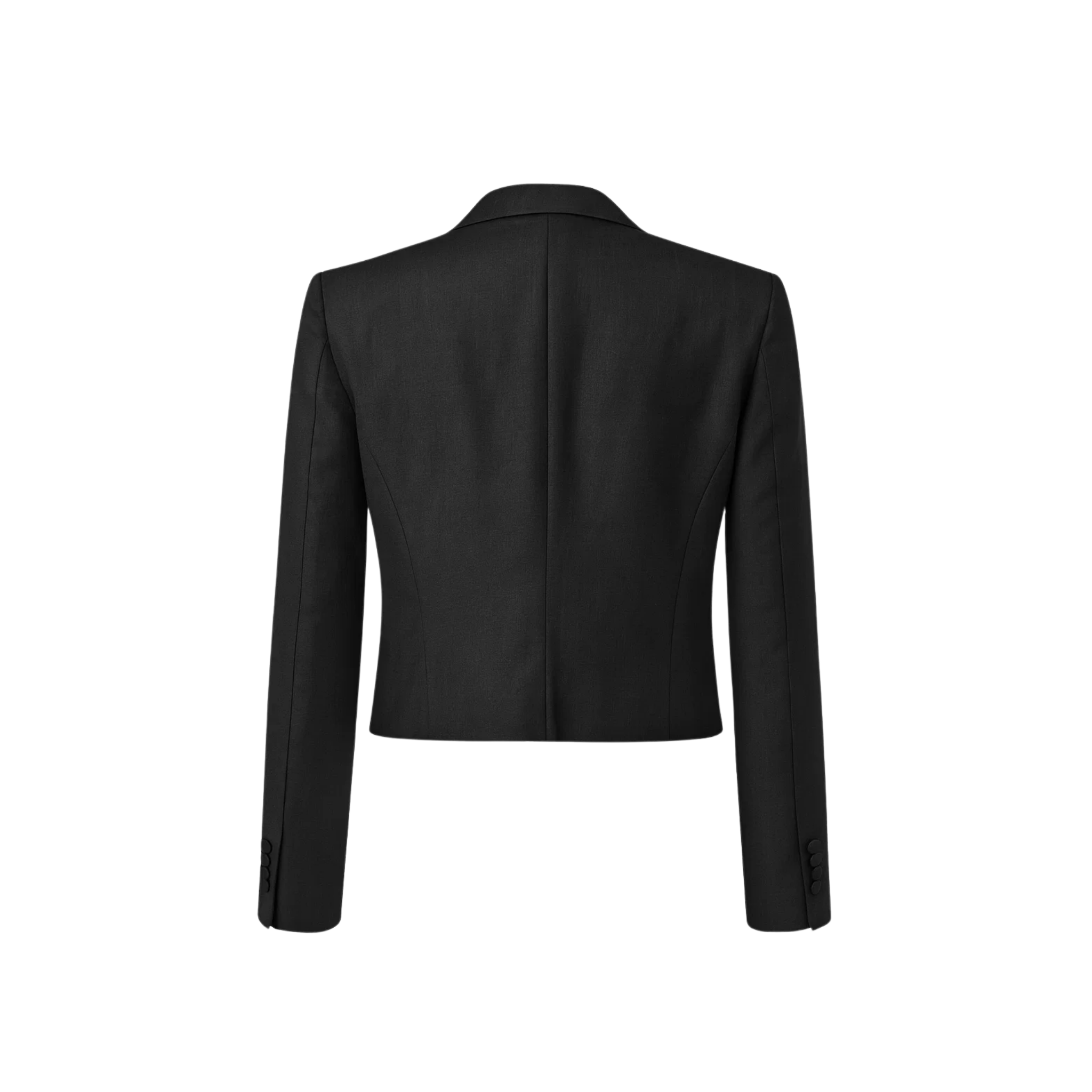 Tailory black cropped tuxedo blazer back view