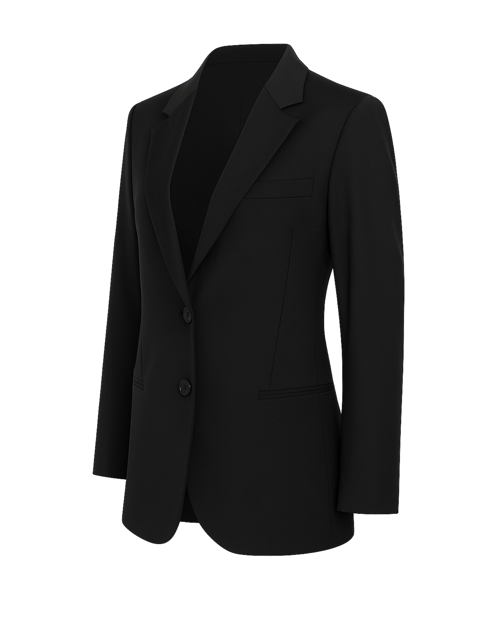 Tailory black oversized tuxedo blazer with exaggerated peak lapels side view”