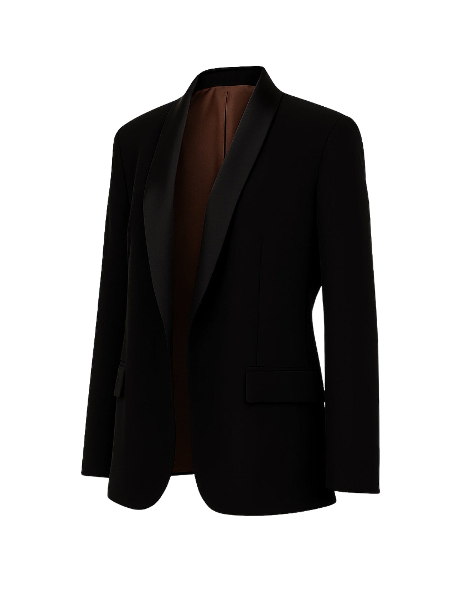 Tailory black oversized evening wedding blazer satin lapels front view