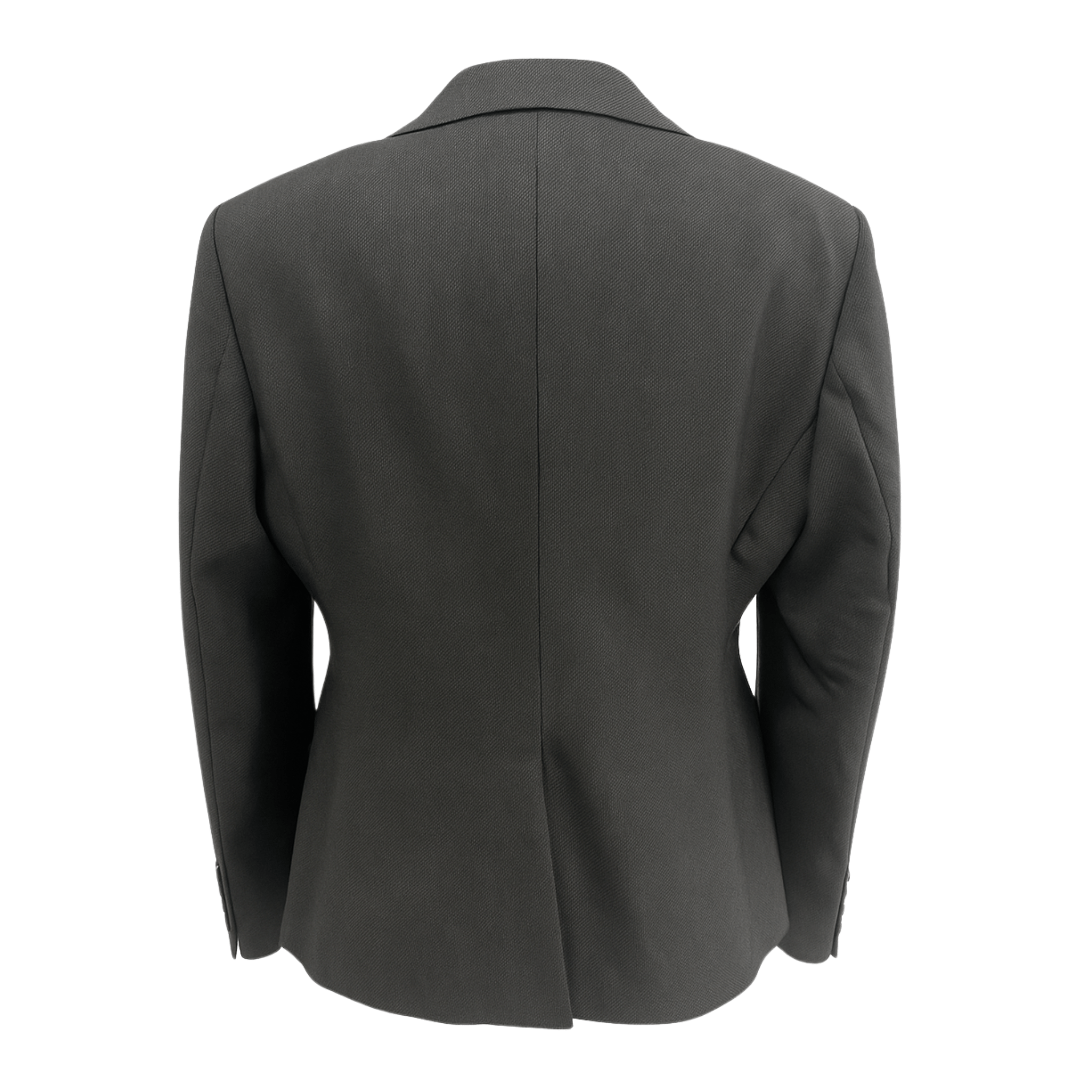 Tailory charcoal grey wool notch lapel blazer back view