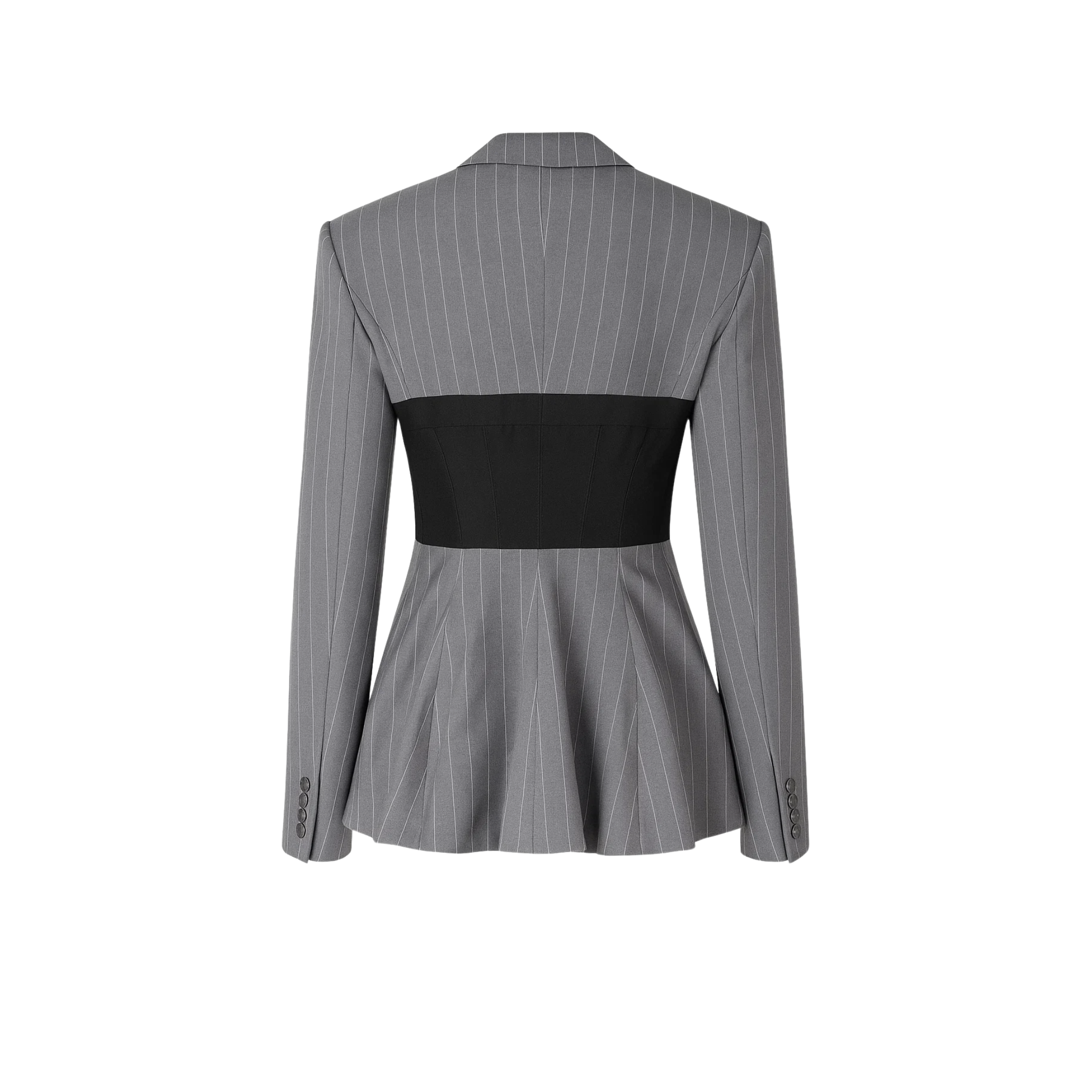 Tailory charcoal pinstripe asymmetric corset blazer back view
