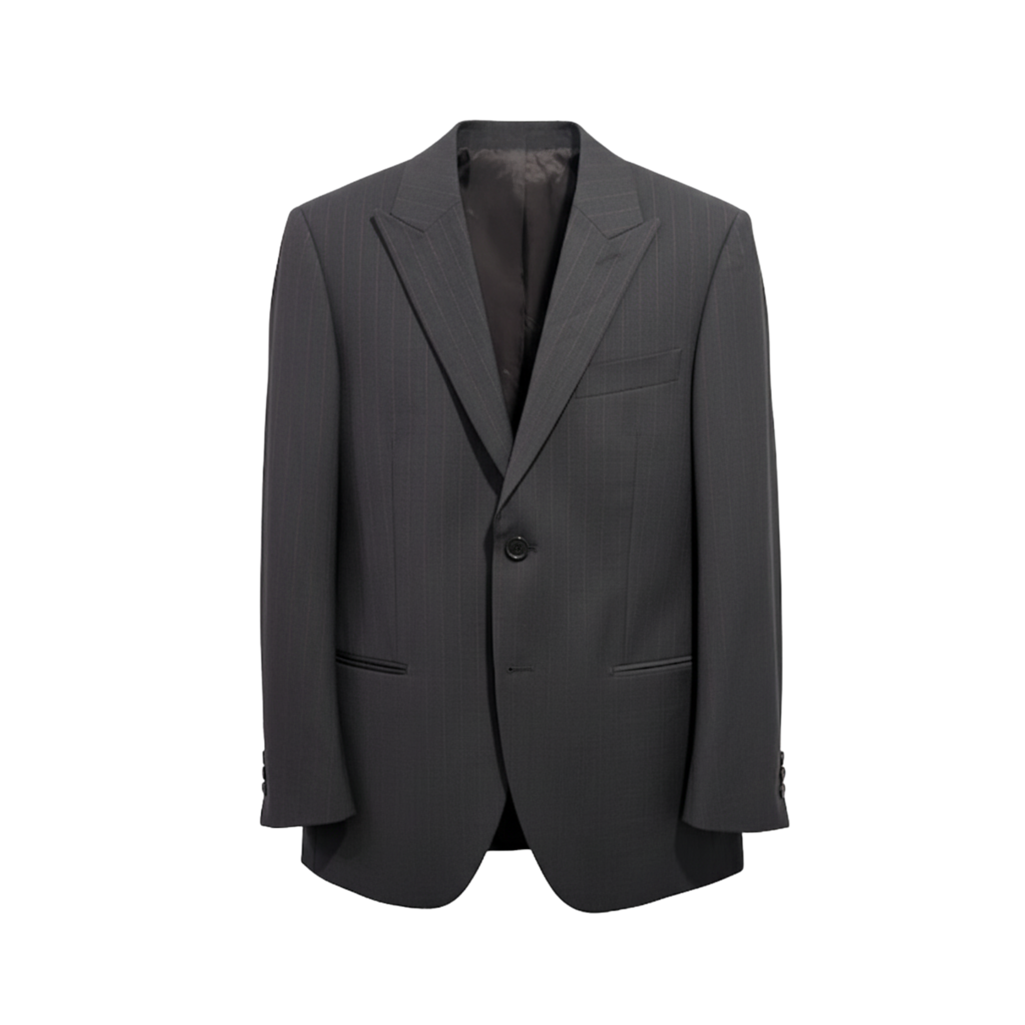 Tailory charcoal pinstripe single-button suit blazer front view