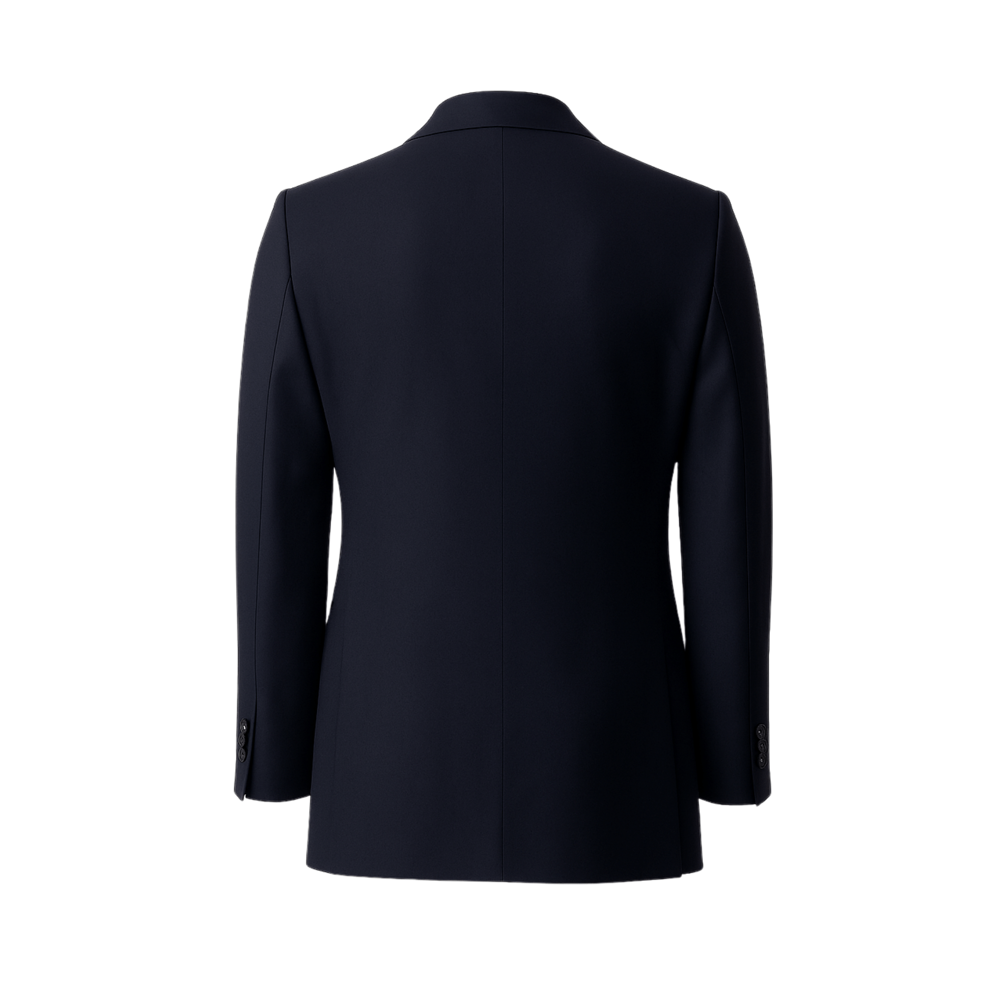 Tailory dark navy double-breasted wool blazer back view