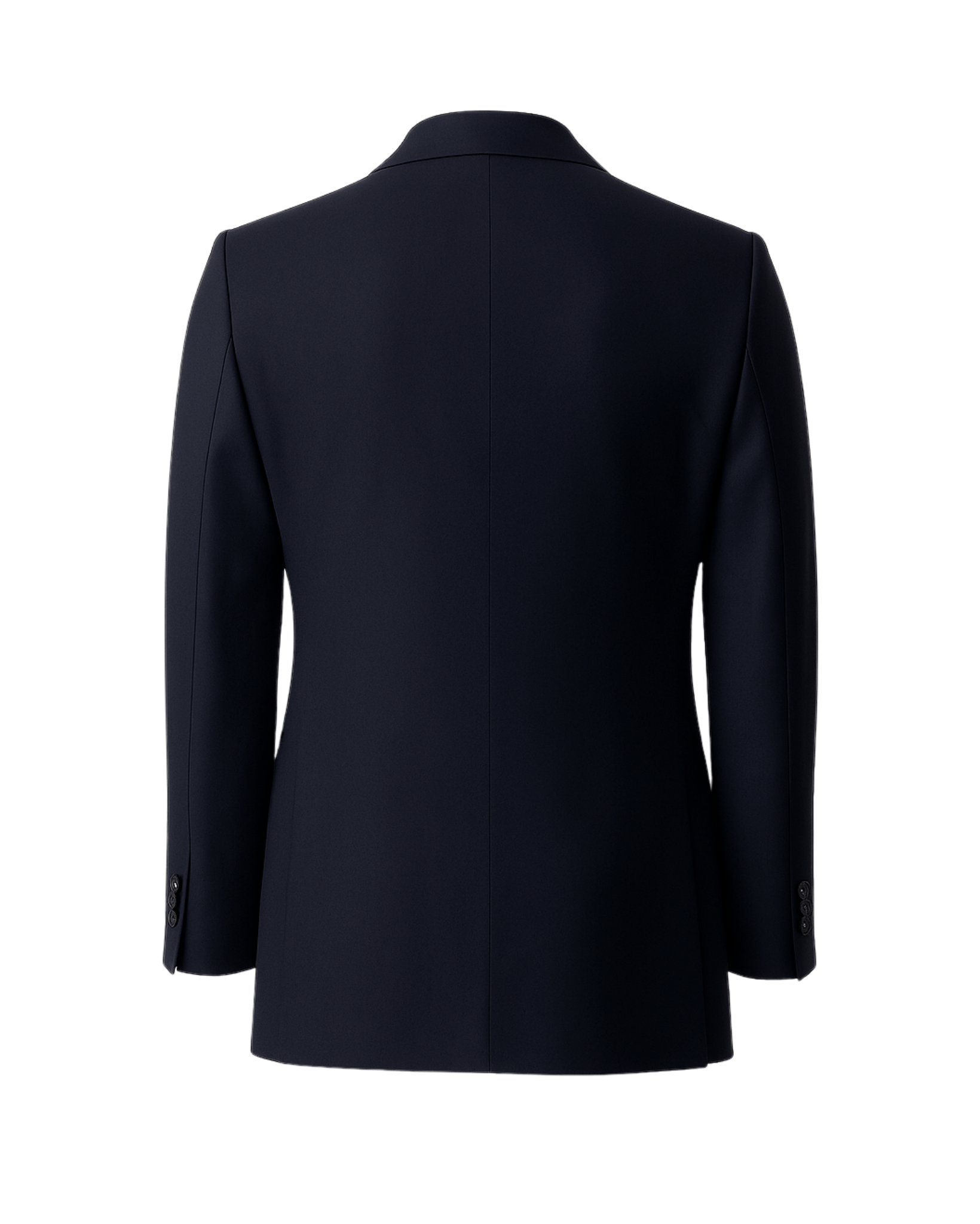 Tailory dark navy double-breasted wool blazer back view