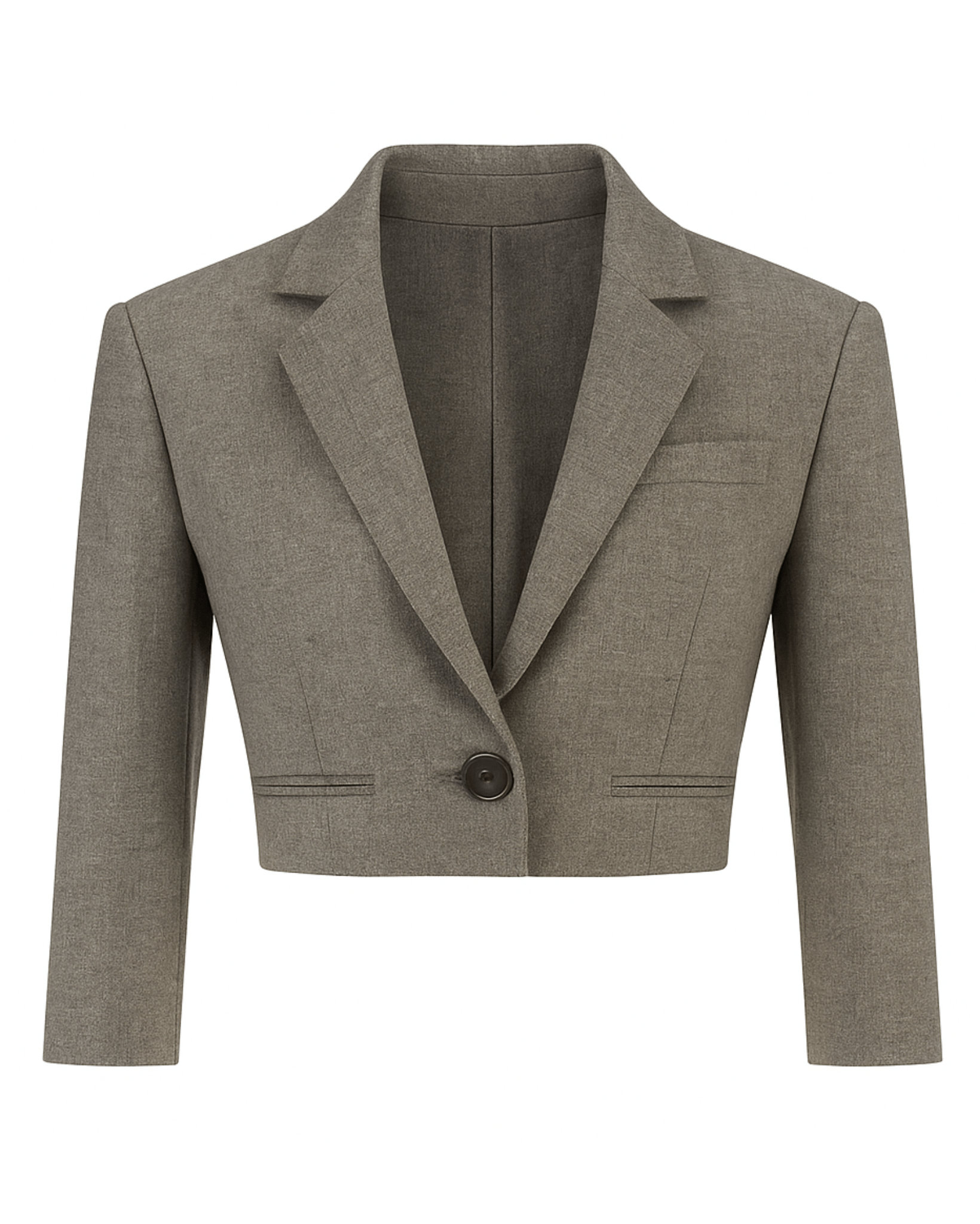 Tailory gray cropped 3/4 sleeve blazer front view