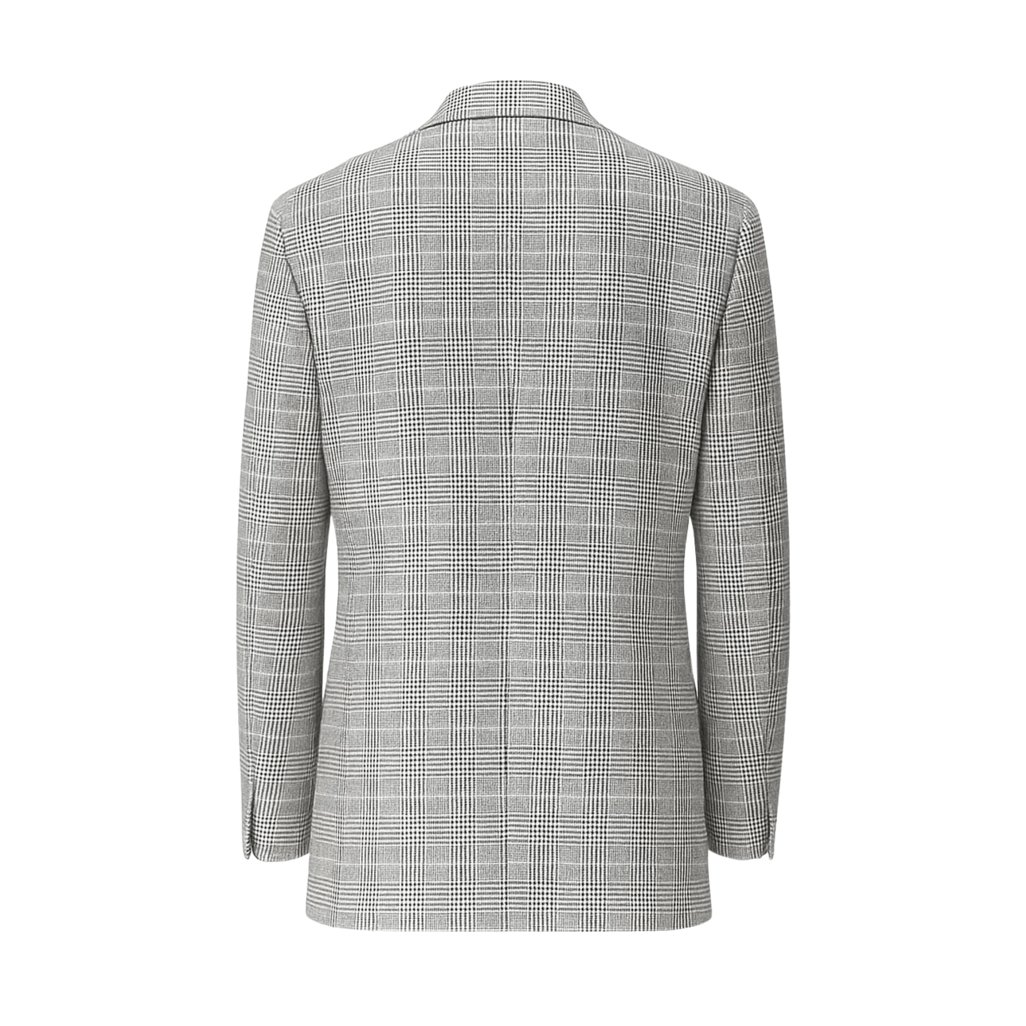 Tailory grey plaid single-button blazer back view
