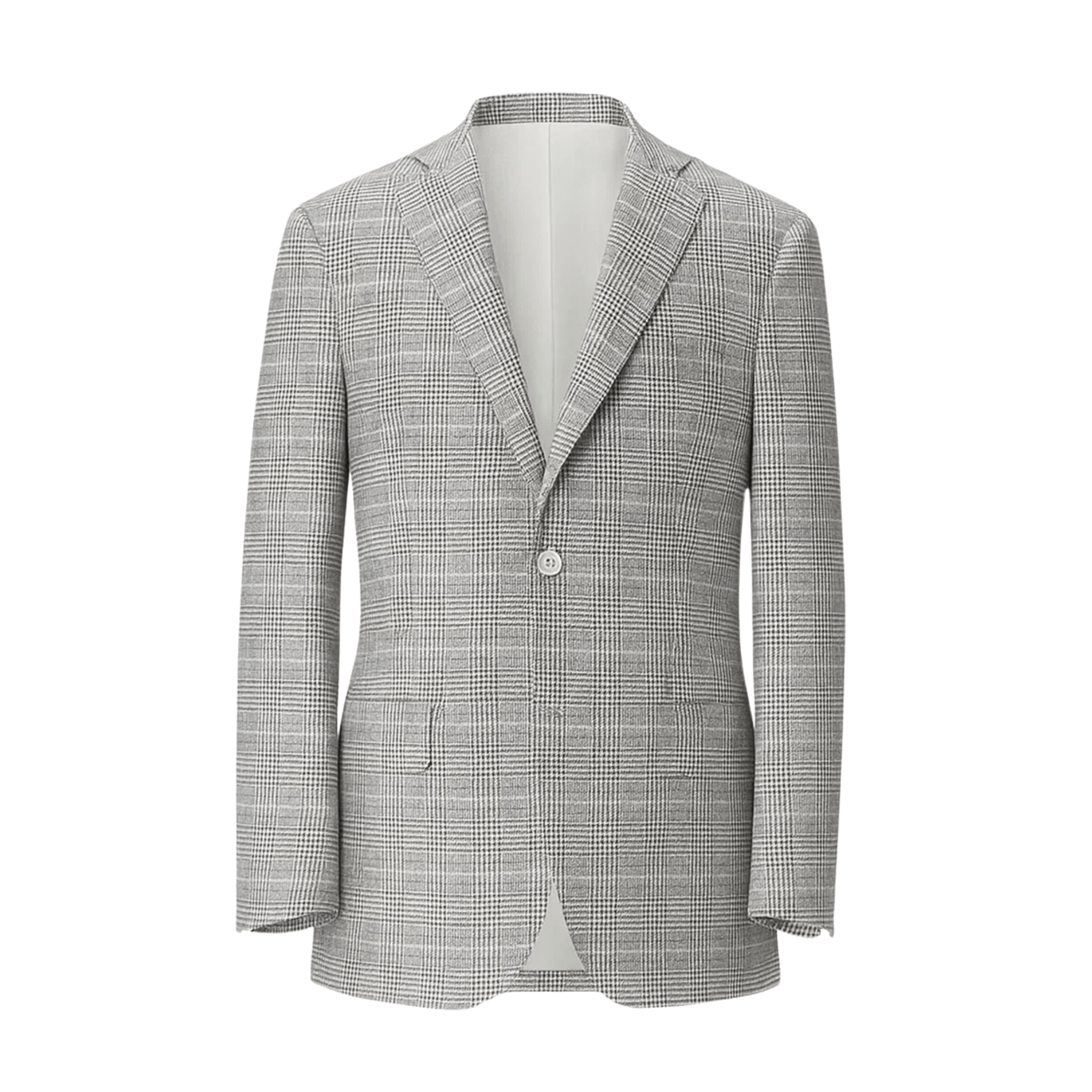 Tailory grey plaid single-button blazer front view