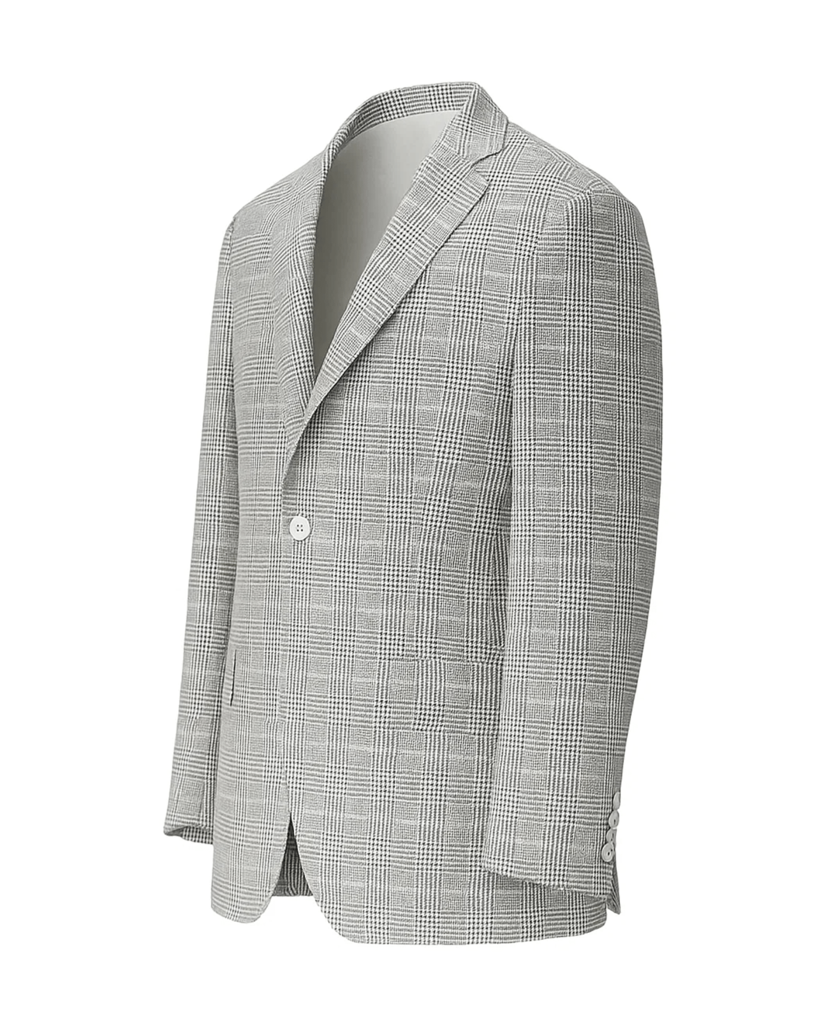 Tailory grey plaid single-button blazer side view