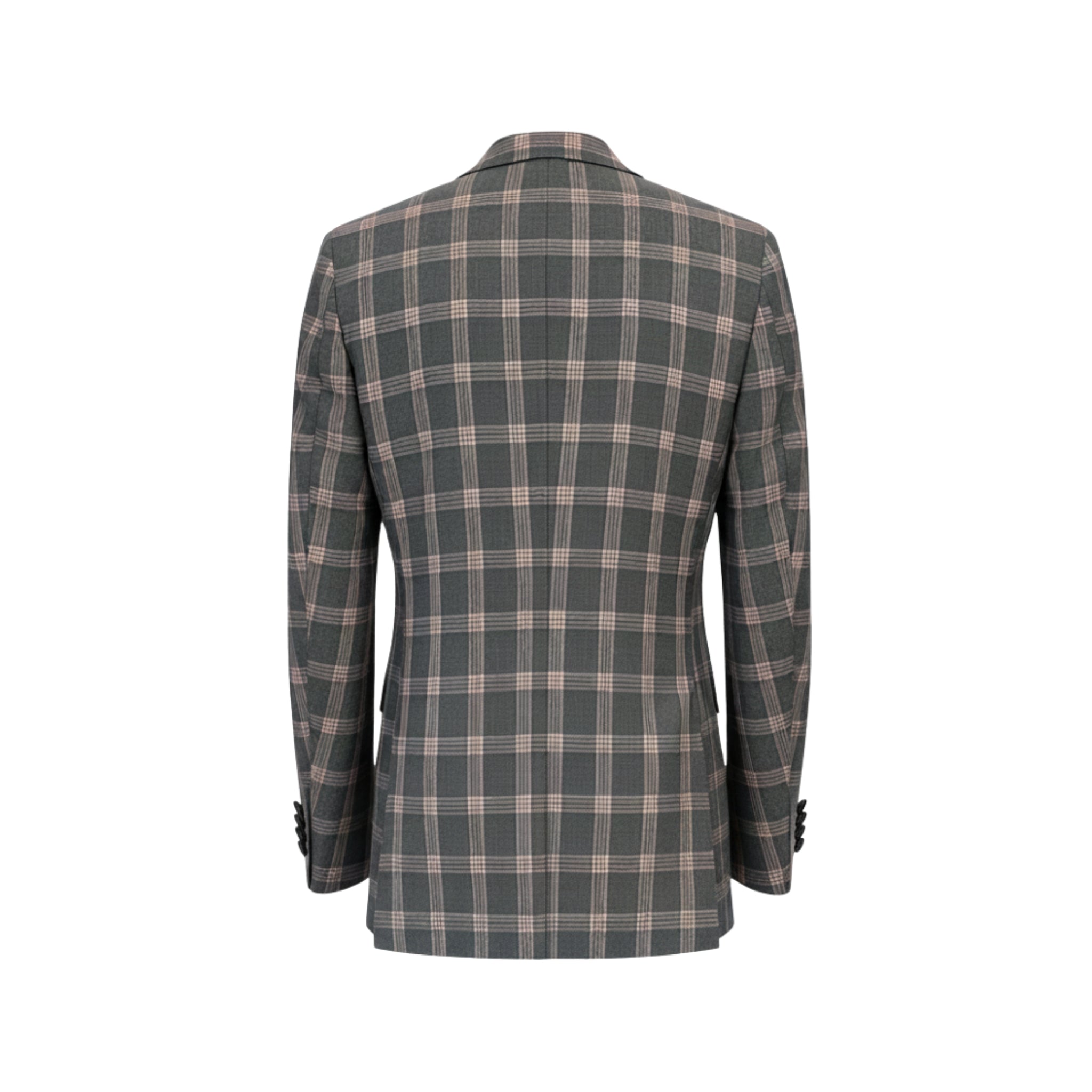 Tailory grey plaid tailored blazer with center vent back view