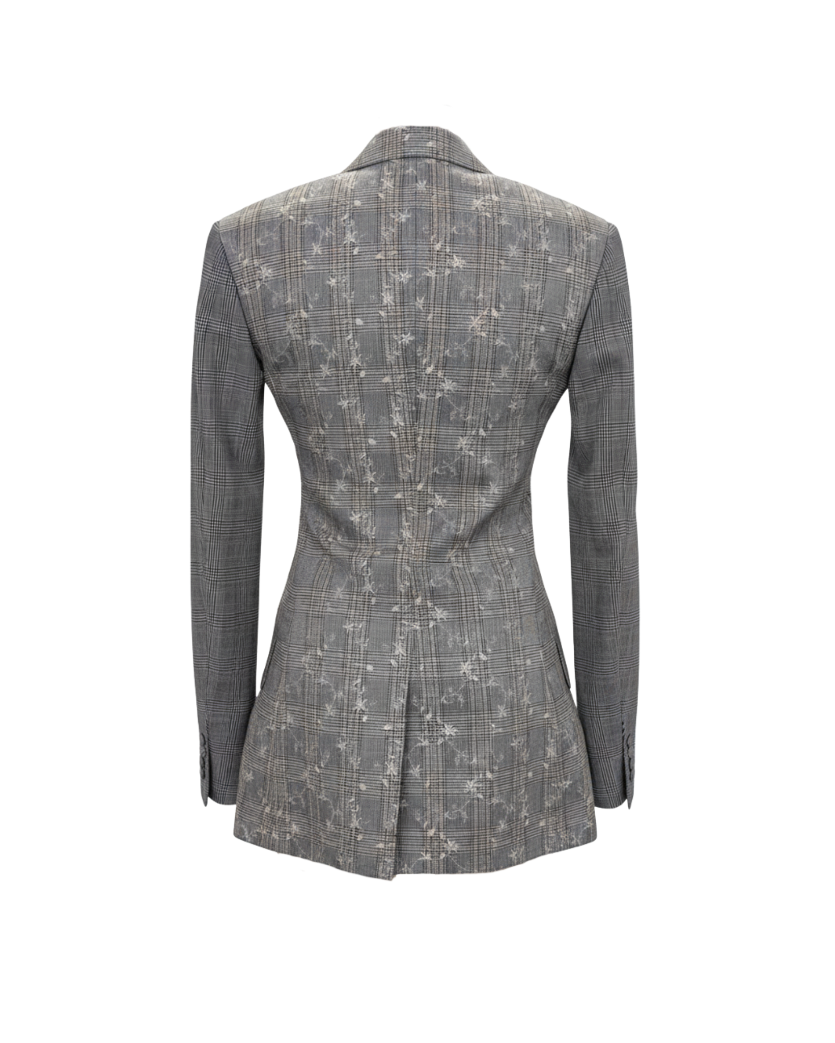 Tailory grey plaid tailored blazer back view
