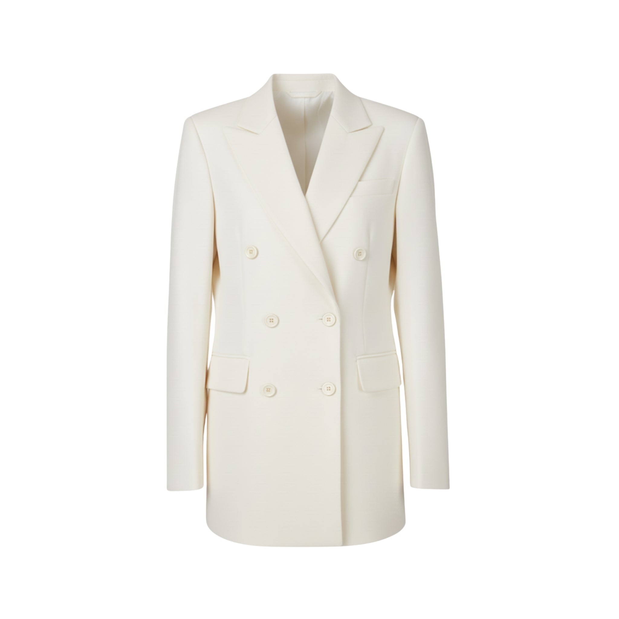 Tailory ivory double-breasted blazer with peak lapels front view